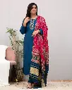 ️Roman silk Kurti with Pant and chanderi silk digital print dupatta with beautiful hand work on yoke