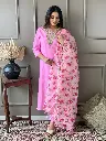 Pure Cotton Katha Handwoven kurta with Embroidery work Paired with Flower Kota Silk Dupatta and Cotton Pant